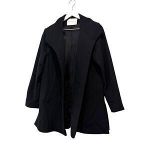 Fleurette Black Wool Blend Swing Coat Shawl Collar A-Line Size 8